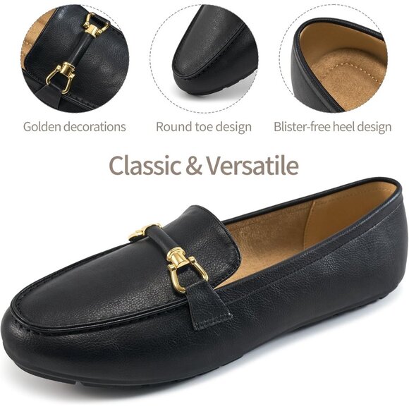 Women's Loafers Comfortable Slip On Business Work Flats Shoes Moccasins Black - Picture 4 of 6